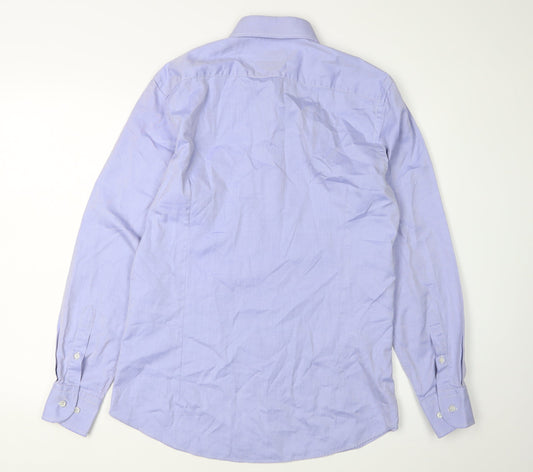 Massimo Dutti Men's Blue Slim Fit Dress Shirt 41 Long Sleeve