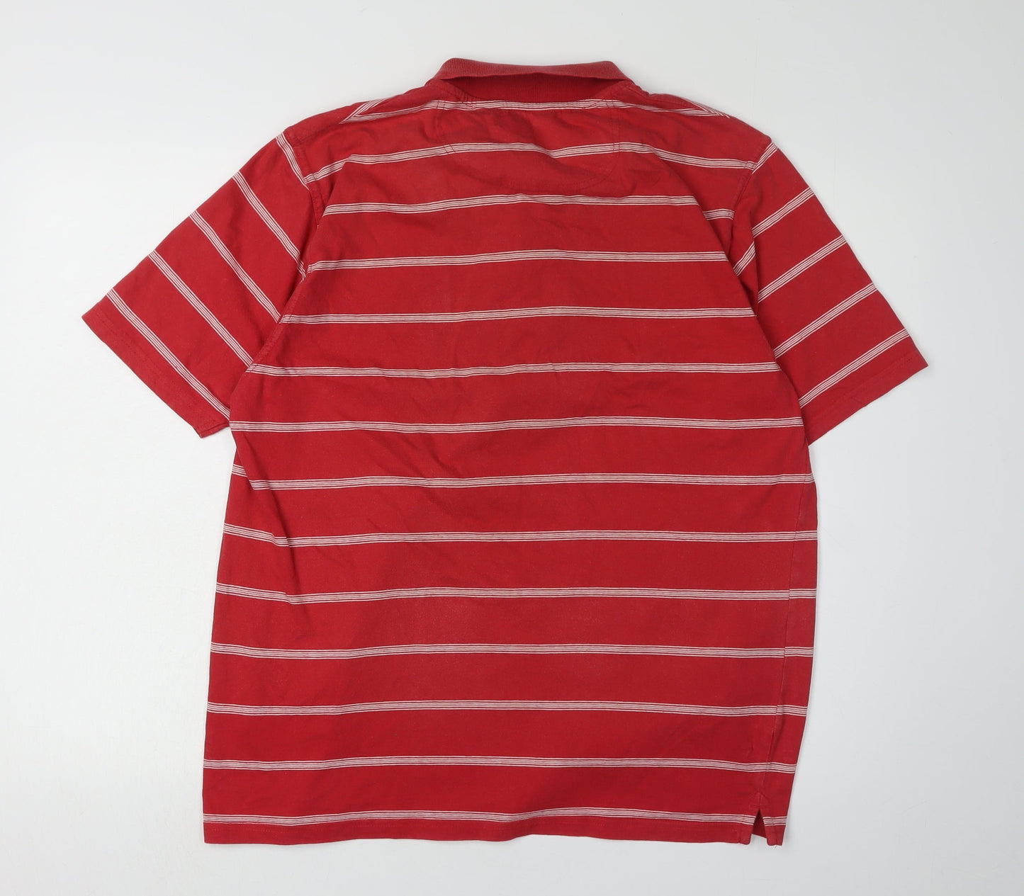 James Pringle Men's Red Striped Polo - Size L Golf Shirt