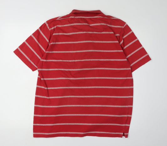 James Pringle Men's Red Striped Polo - Size L Golf Shirt