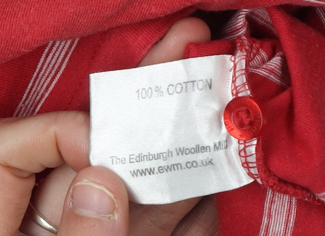 James Pringle Men's Red Striped Polo - Size L Golf Shirt