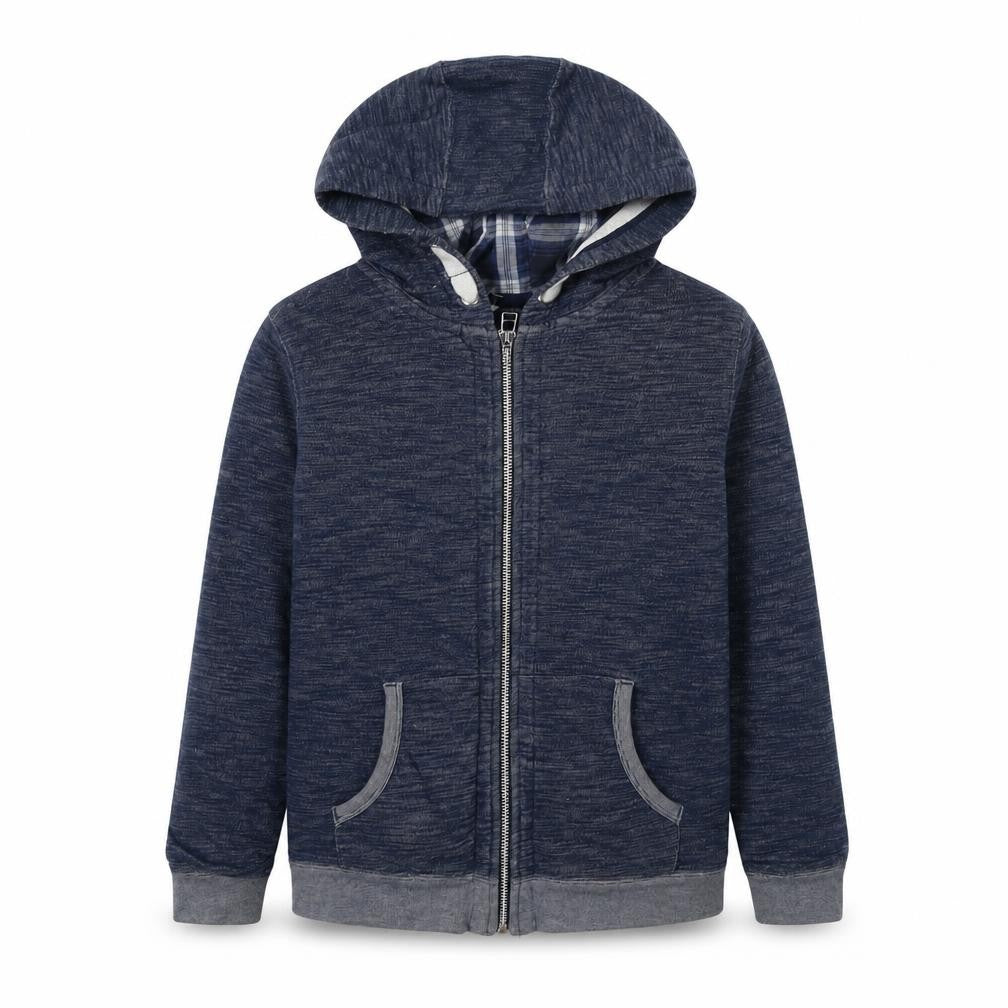 Front view of Marks & Spencer boys’ blue hoodie 11-12 years full zip