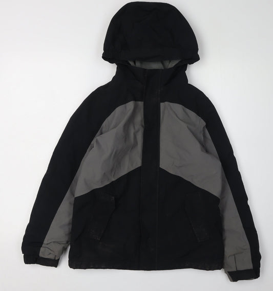 Lands' End Boys Black Ski Jacket 10-11 Years Winter Hooded