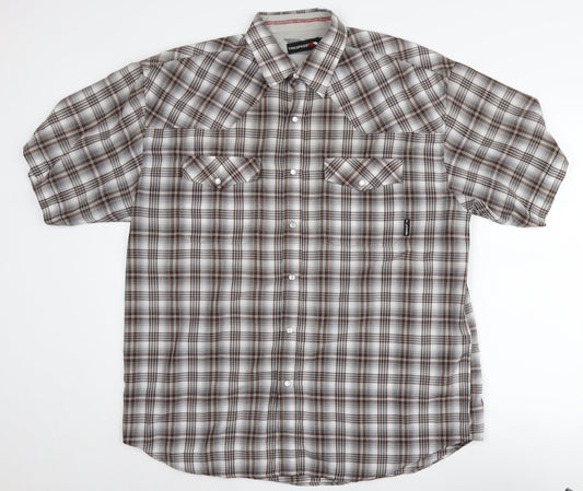 Trespass Men's Brown Check Regular Fit Button-Up Shirt
