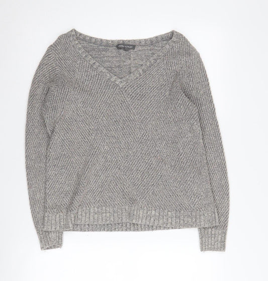 Laura Ashley Women's Grey V-Neck Pullover Jumper