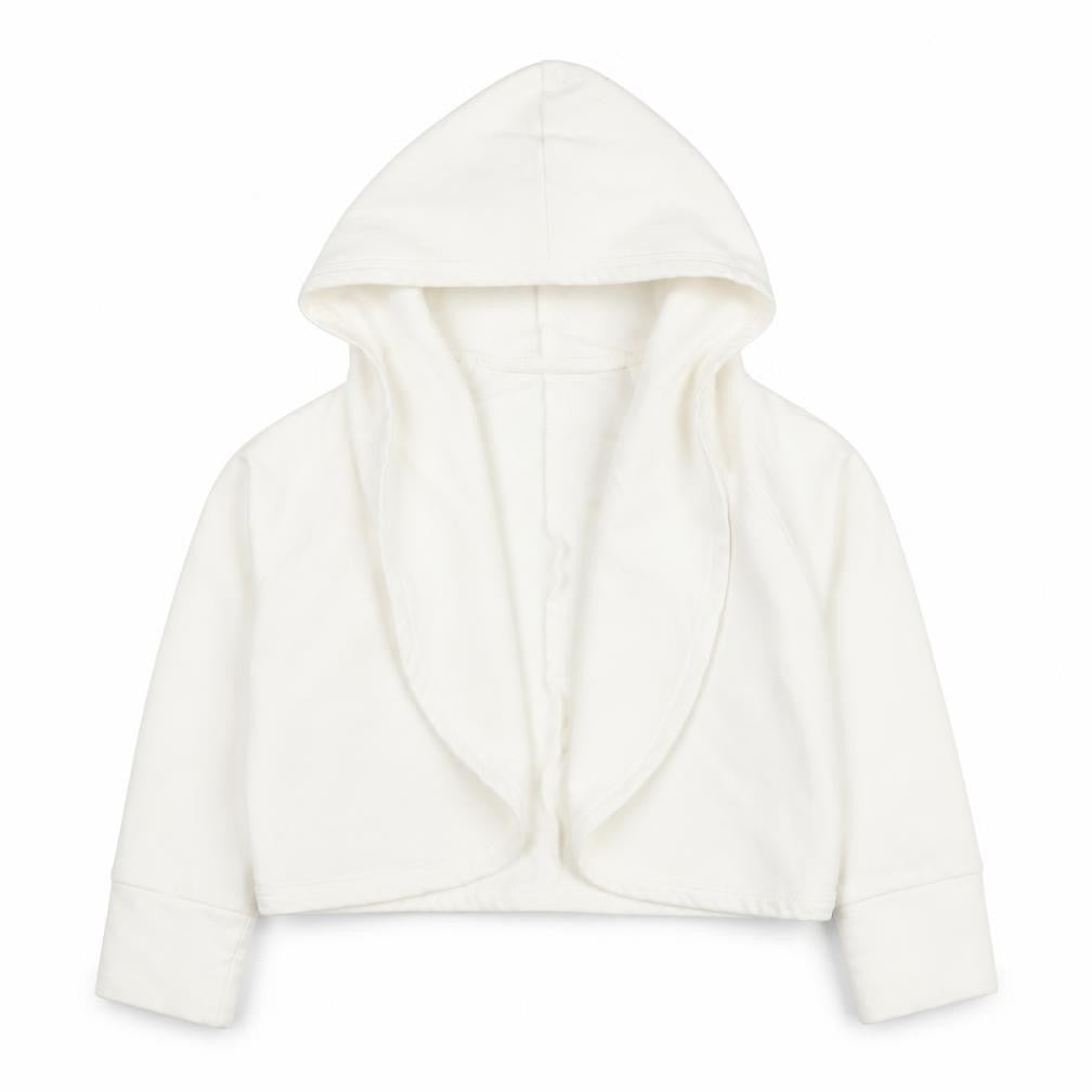 DKNY Girls White Hooded Cardigan, Size 4 Years, Cotton Blend