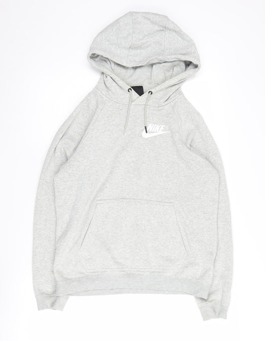 Nike Men's Grey Pullover Hoodie Size S Logo Accent