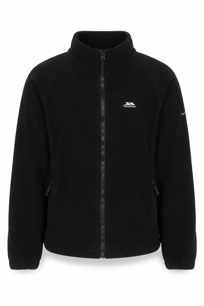 Front view of Trespass boys’ black fleece jacket, size 146