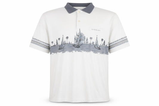 On Stage Men's XL White Nautical Polo Shirt