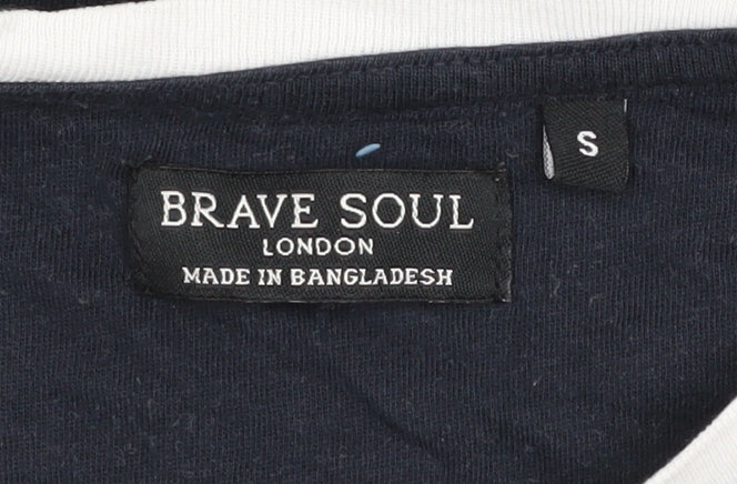 Brave Soul Men's Blue Crew Neck T-Shirt Size S