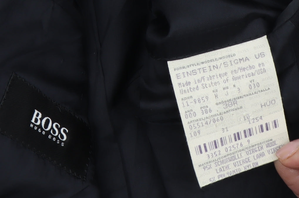 Hugo Boss Men's Black Wool Blazer, 38R Fit, 3-Button
