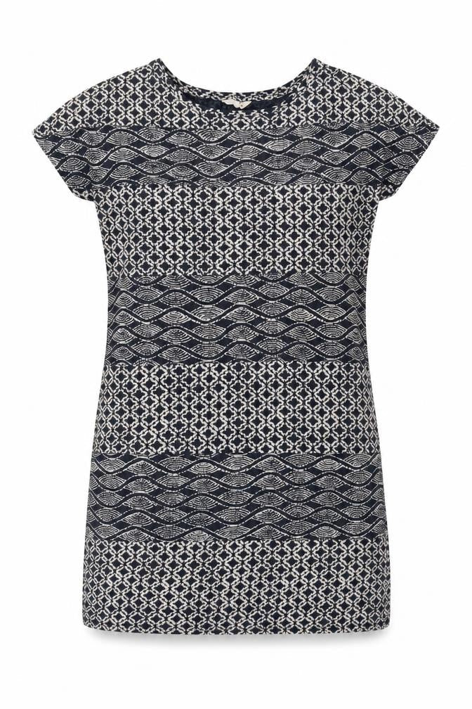 White Stuff Women's Blue Geometric Shift Dress, Size 12