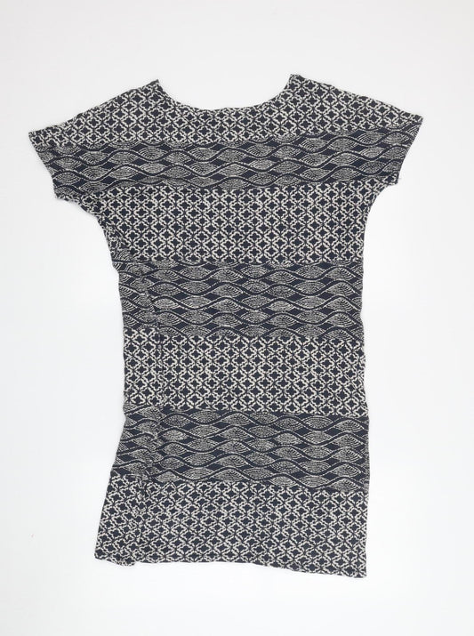 White Stuff Women's Blue Geometric Shift Dress, Size 12