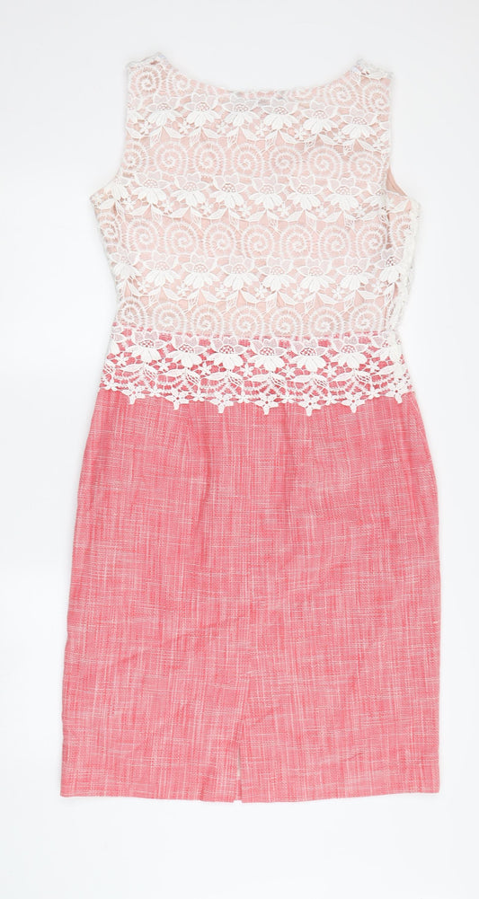 Laura Ashley Women's Pink Floral Lace Sheath Dress, Size 12