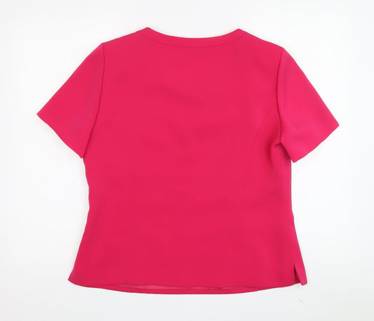 Jacques Vert Women's Pink V-Neck Top, Size 12, Casual Short Sleeve