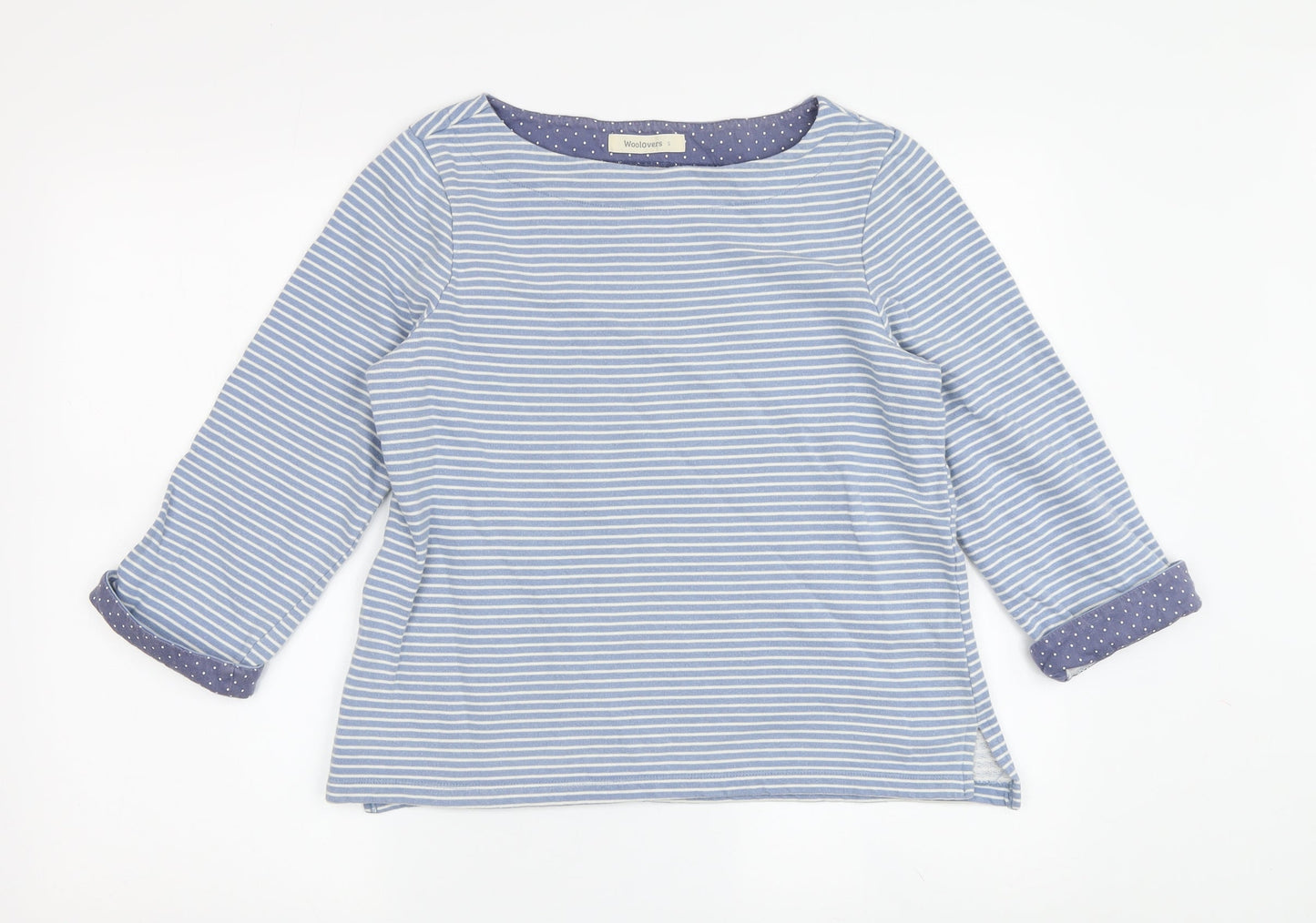 Womens UK Size S Woolovers Blue Cotton Blend Blouse