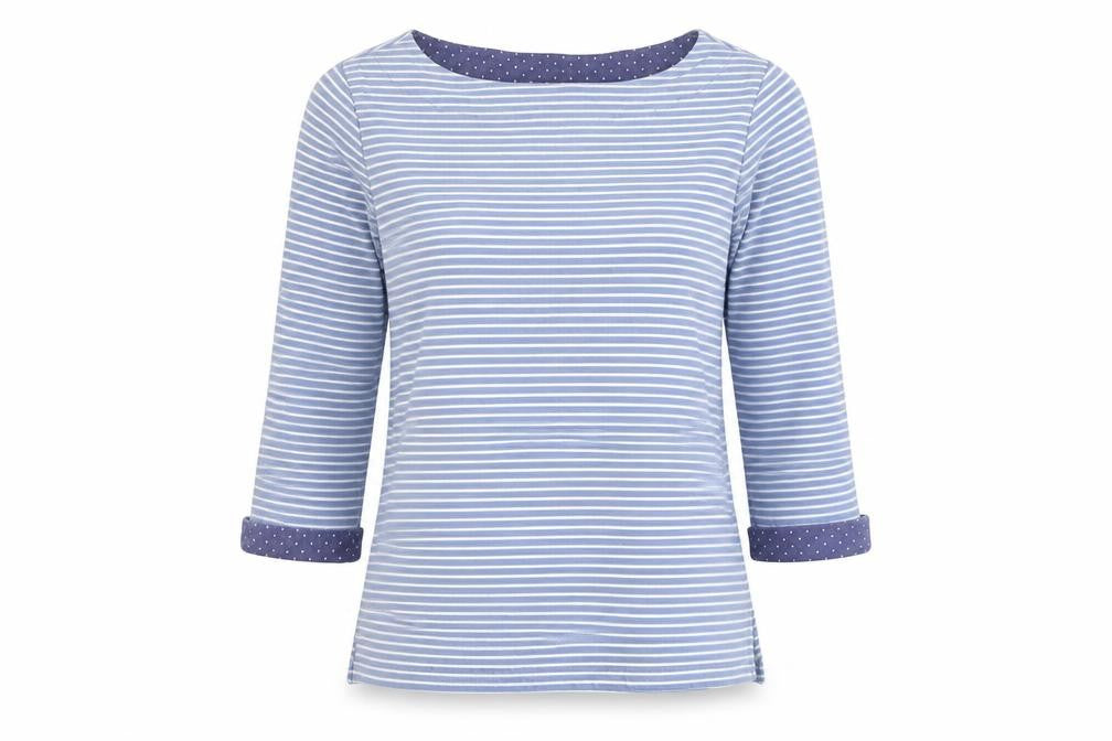 Womens UK Size S Woolovers Blue Cotton Blend Blouse
