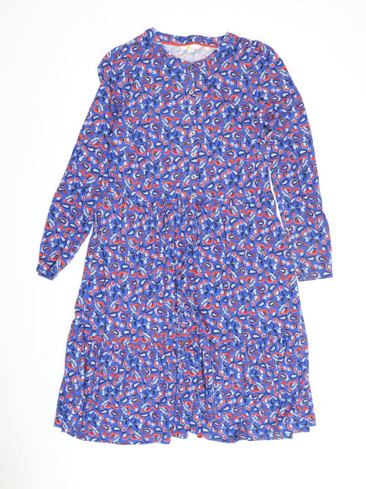 Boden Women's Blue Floral Fit & Flare Dress - Size 12