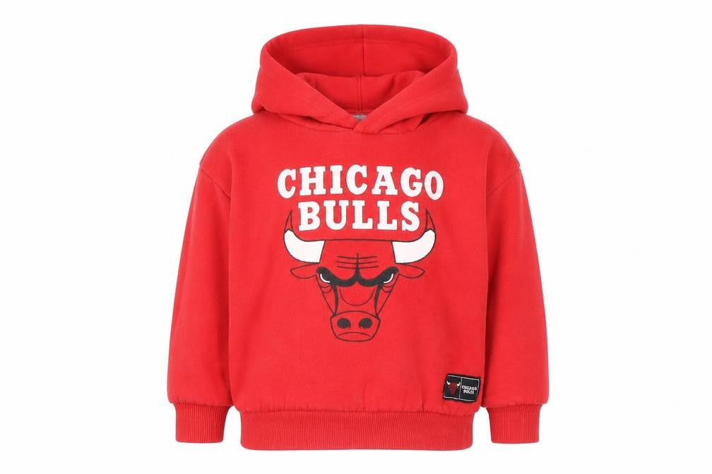 Front view of NBA boys’ red pullover hoodie 2-3 years graphic print