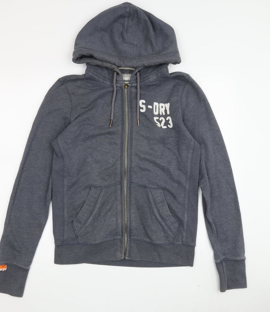 Superdry Men's Grey Full Zip Hoodie L - Logo Style