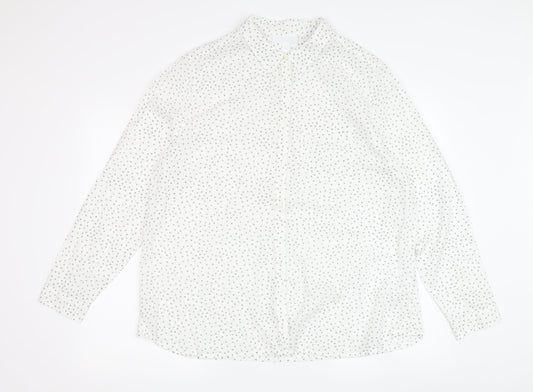 The White Company Women's White Polka Dot Button-Up Shirt