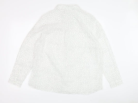 The White Company Women's White Polka Dot Button-Up Shirt