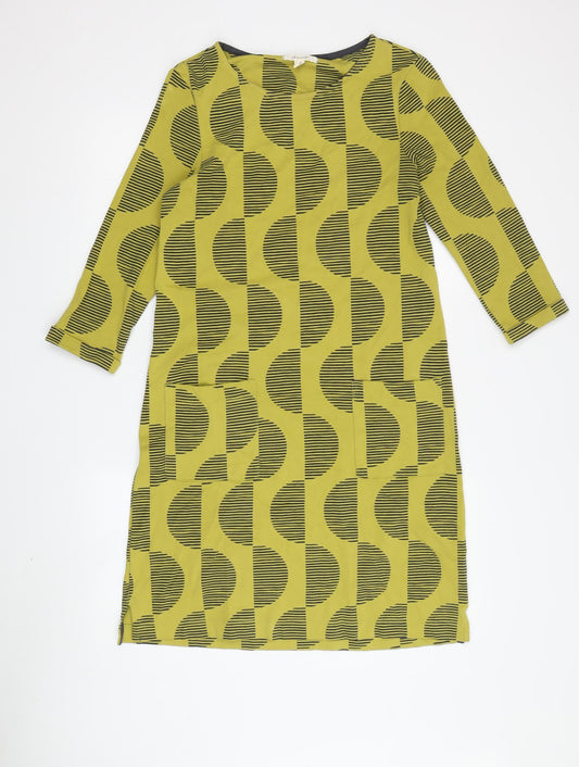 White Stuff Women's Green Geometric Shift Dress Size 10