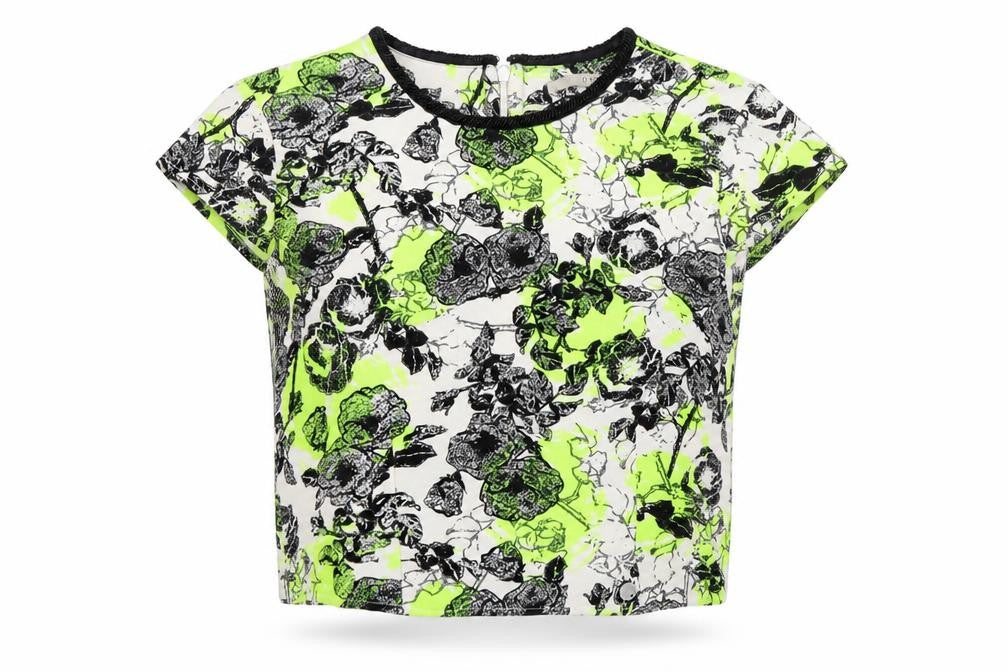 Front view of Guess Women's Multicoloured Floral Cropped Blouse M