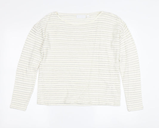 The White Company Women's Ivory Striped Knit Sweater Size 8