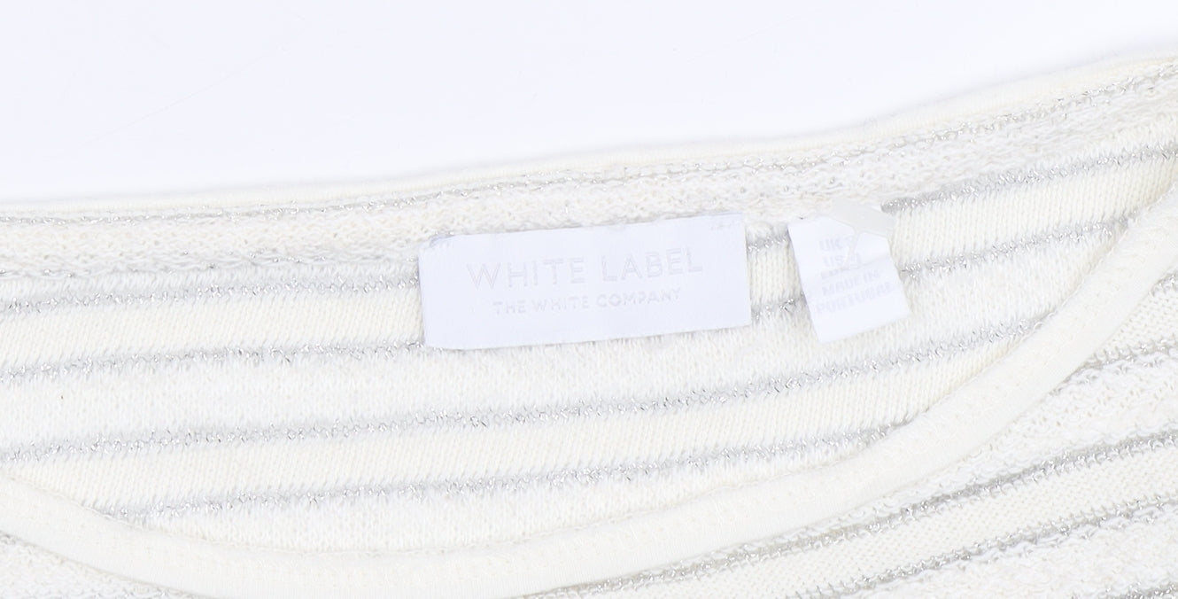 The White Company Women's Ivory Striped Knit Sweater Size 8