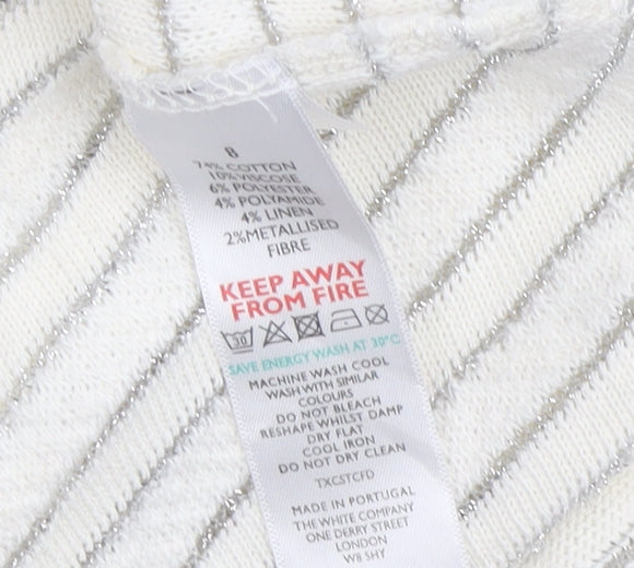 The White Company Women's Ivory Striped Knit Sweater Size 8