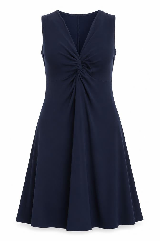 Front view of ESPRIT Women's Blue A-Line Sleeveless Dress, S