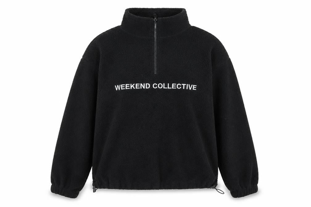 Front view of ASOS DESIGN Women's Black Pullover Fleece Sweatshirt, size 4