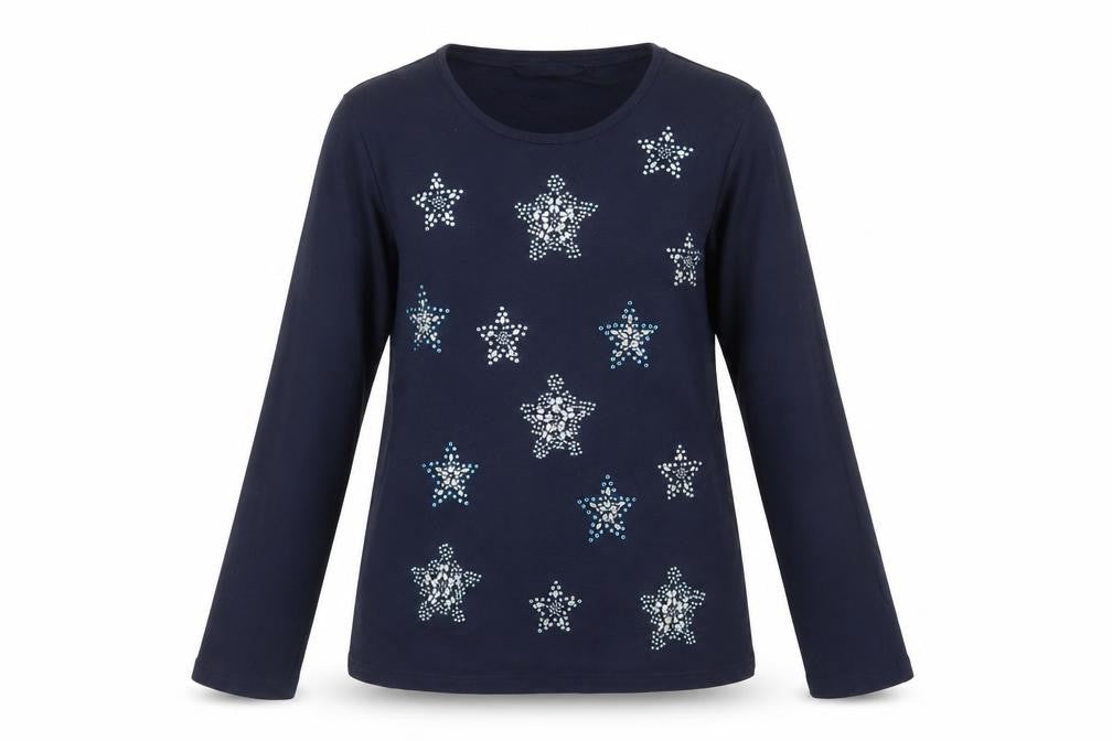 Isle Essentials Women's Blue Rhinestone T-Shirt M