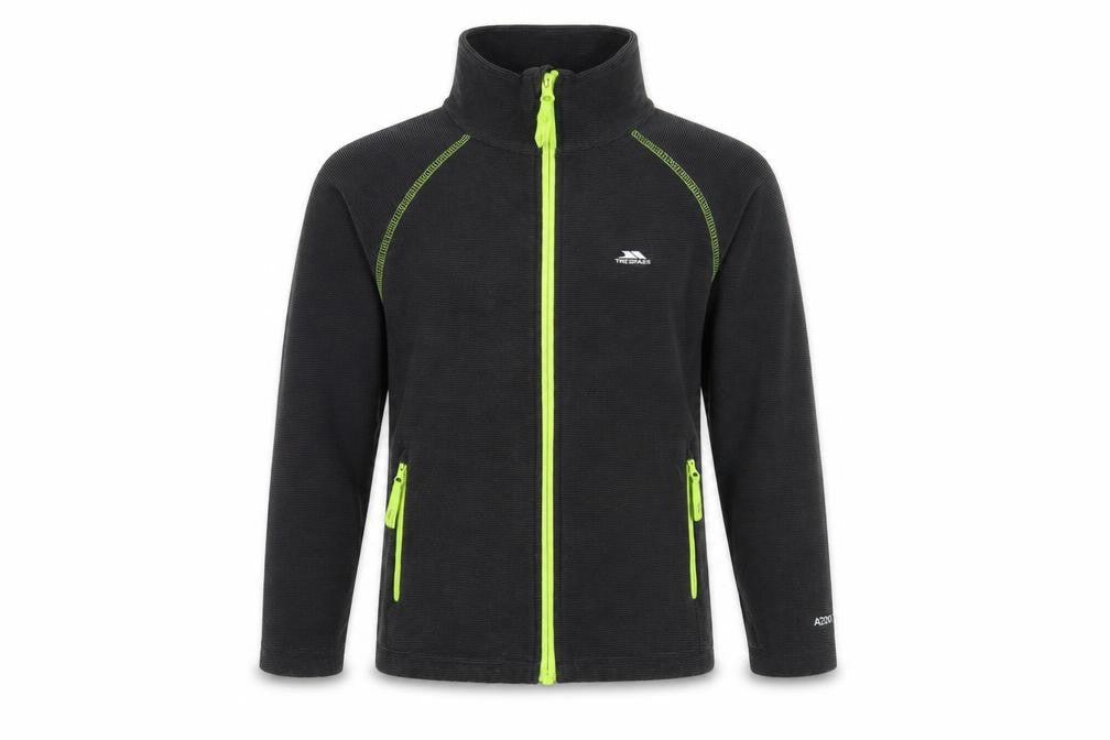 Front view of Trespass boys’ black track jacket 9-10 years - activewear fleece