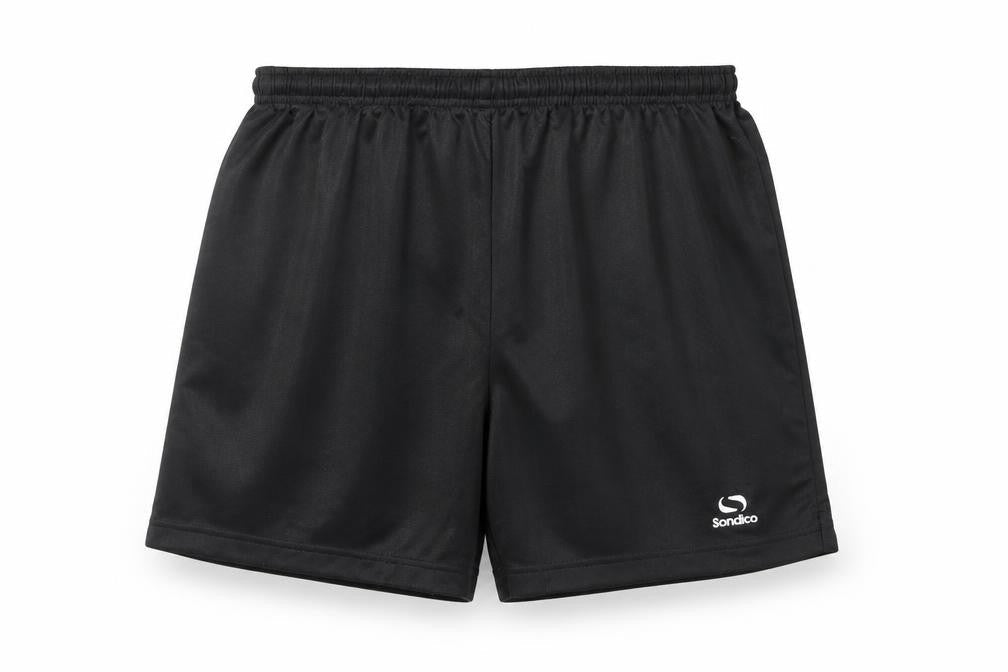 Front view of Sondico boys’ black athletic shorts, size L