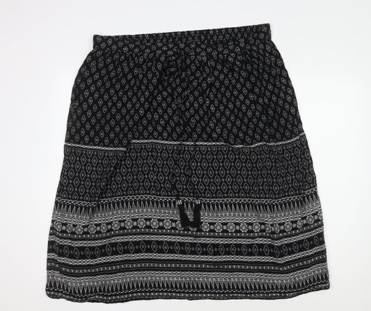 Damart Women's Black Geometric Plus Size Skirt