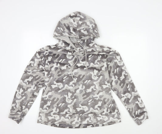 John Lewis Women's Grey Camouflage Hooded Lounge Top M