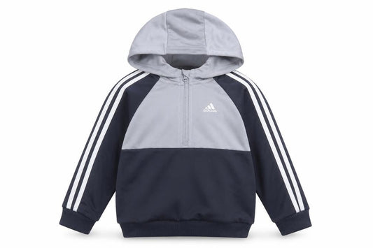 Adidas Boys Blue Grey Colourblock Hoodie, 12-18 Months