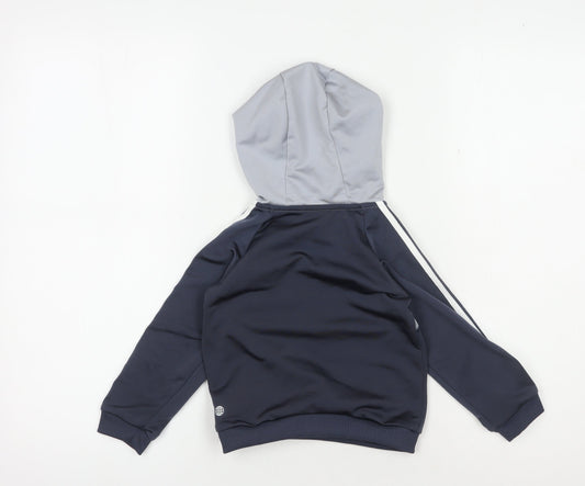 Adidas Boys Blue Grey Colourblock Hoodie, 12-18 Months
