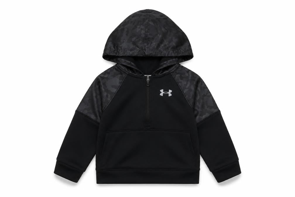 Front view of Under Armour boys’ black pullover hoodie - 12-18 months