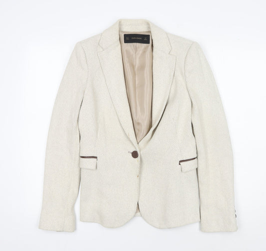 Zara Women's Beige Blazer Size 8 Herringbone