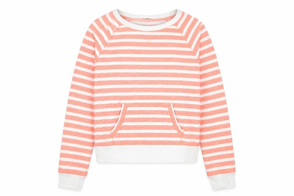 Front view of GapKids girls’ striped pink sweatshirt 14-16 years pullover