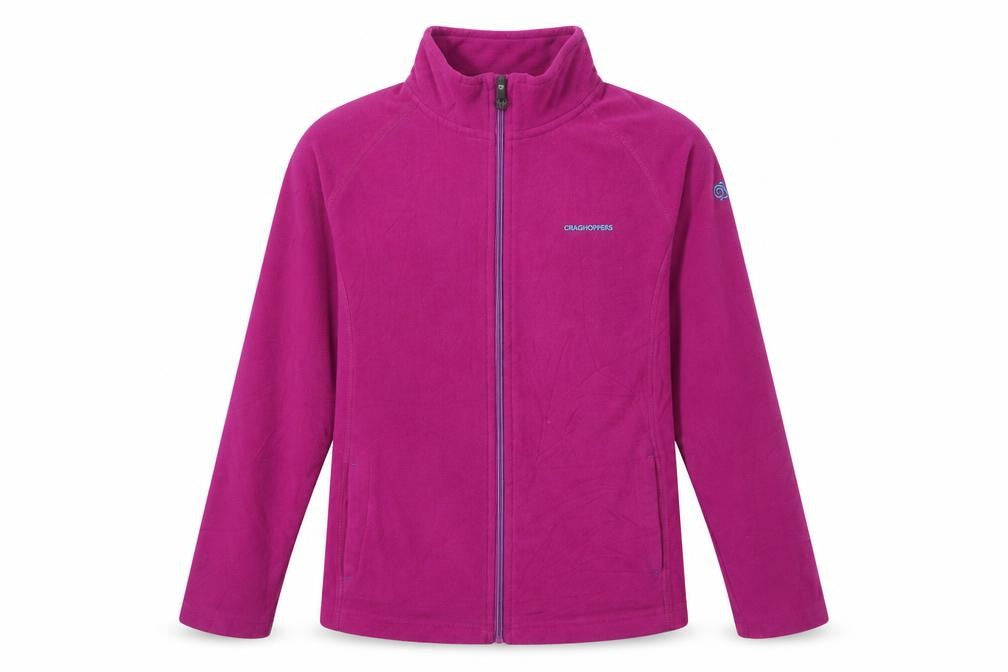 Front view of Craghoppers girls’ purple fleece full zip sweatshirt 15 years