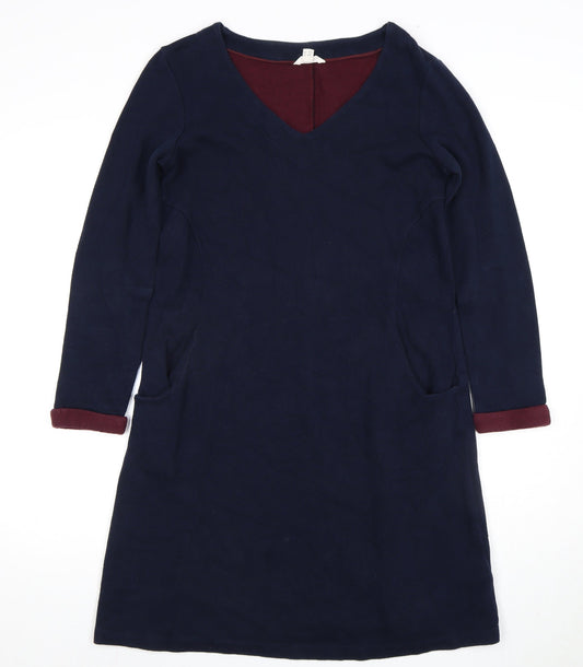 White Stuff Women's Blue V-Neck Shift Dress Size 10