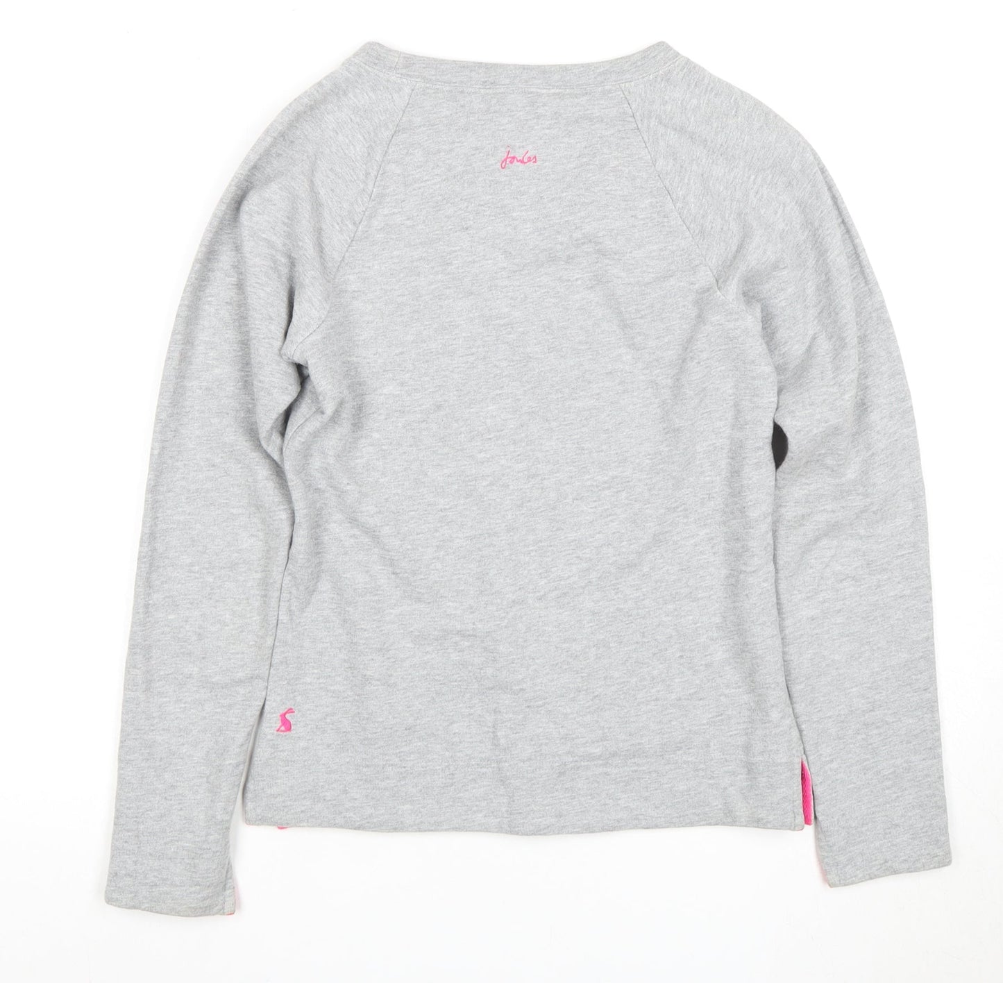Joules Women's Grey Long Sleeve Beaded T-Shirt 2XS