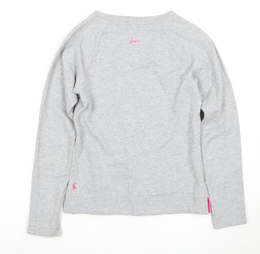 Joules Women's Grey Long Sleeve Beaded T-Shirt 2XS