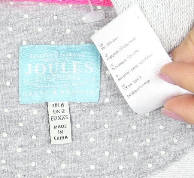 Joules Women's Grey Long Sleeve Beaded T-Shirt 2XS