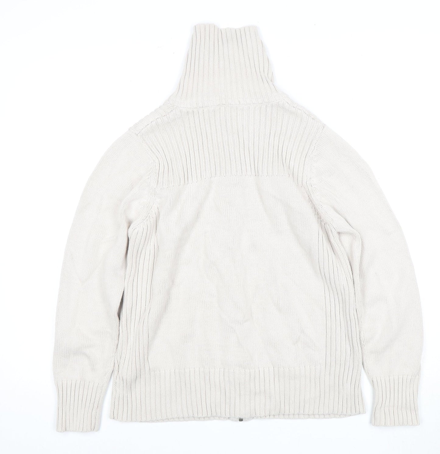 Marks & Spencer Women's Beige Full Zip Roll Neck Jumper