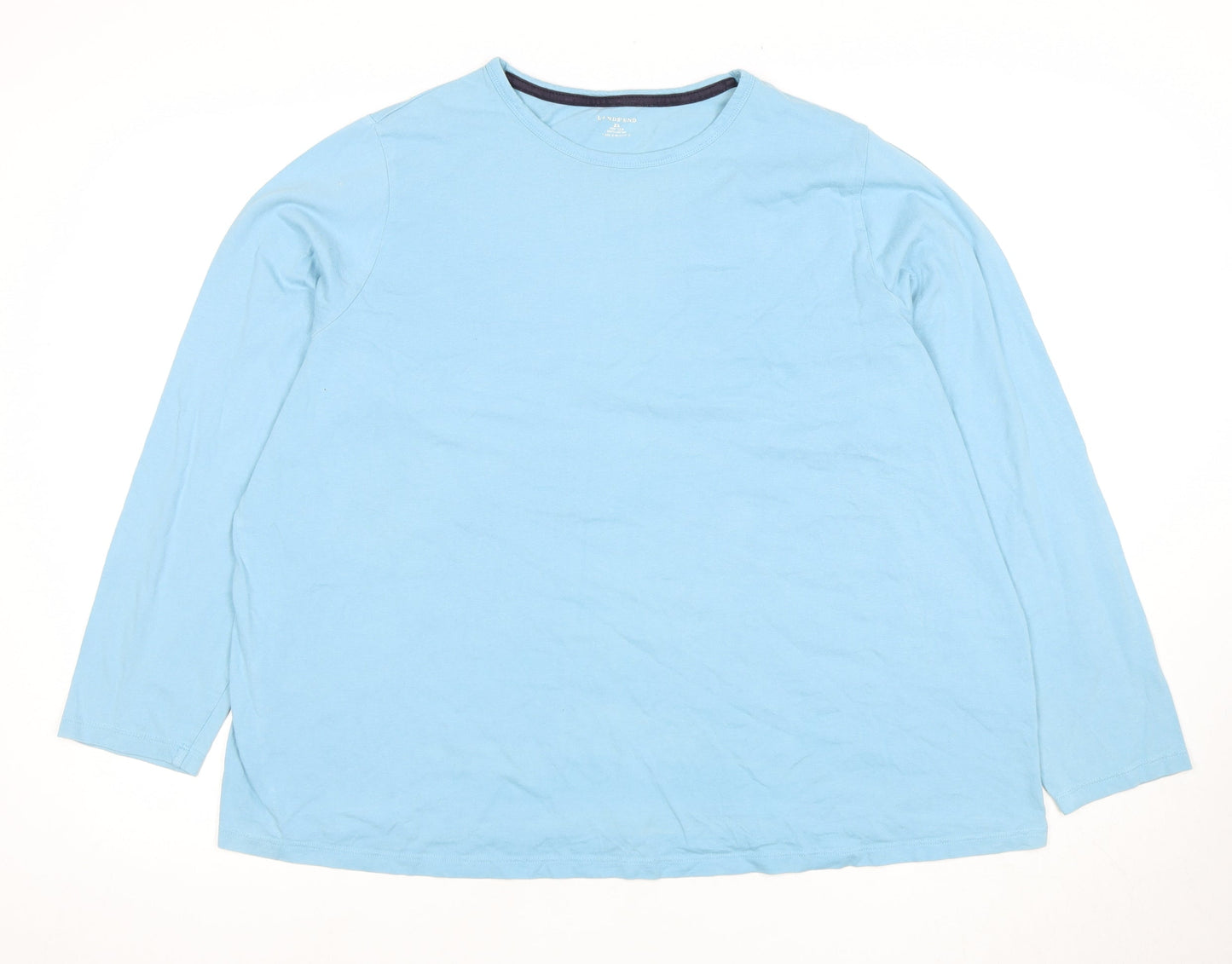 Lands' End Women's Blue Cotton 2XL Long Sleeve T-Shirt