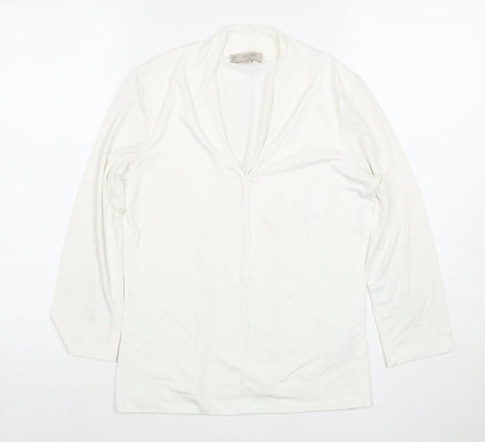 Hobbs Women's White Long Sleeve Blouse - Size S